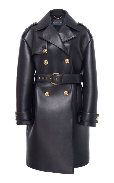 versace leather coat womens|versace leather trench coat.